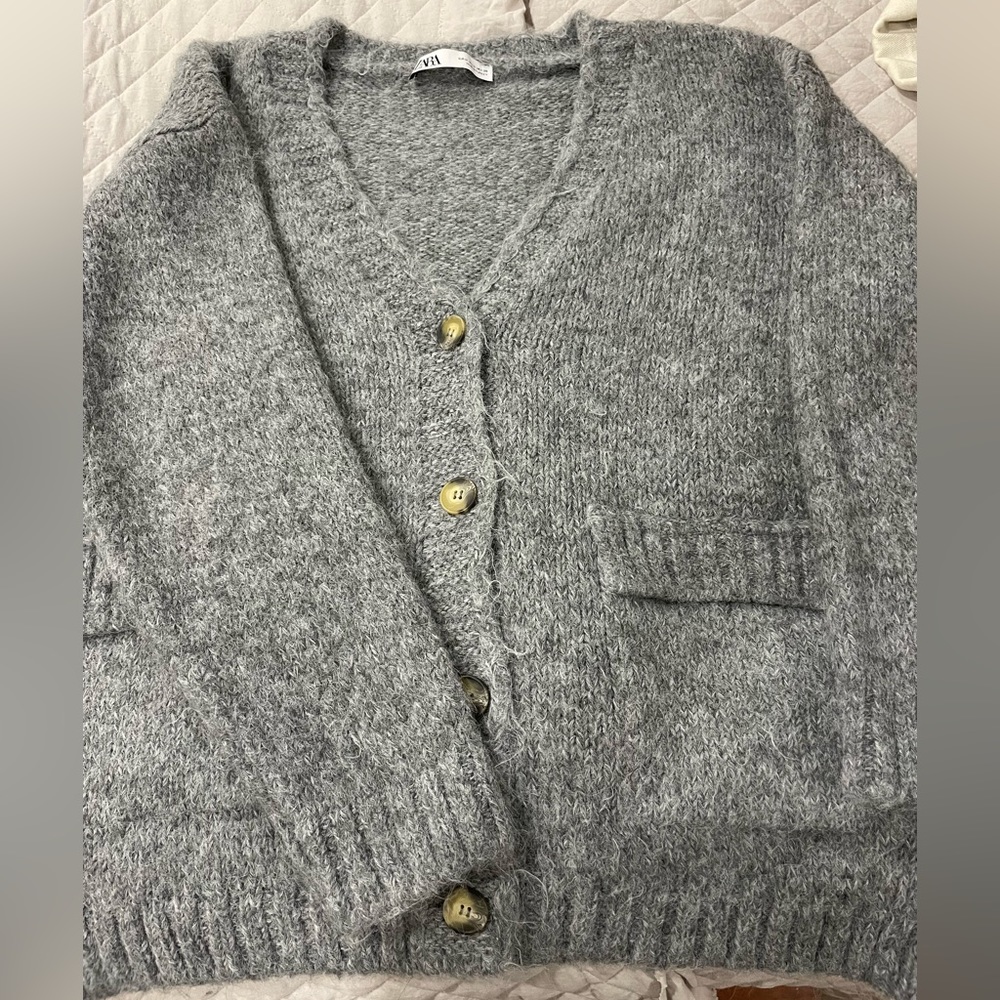 Zara Grey Cardigan Sz M